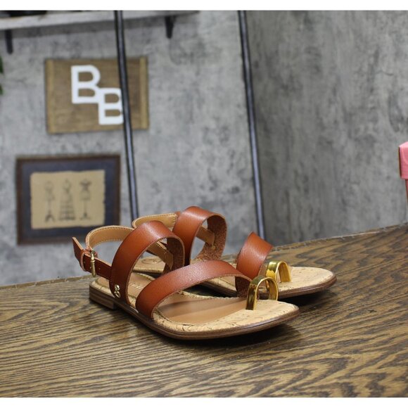 NWT Sam & Libby Womens Strappy Perris Flat Sandal J5247S1200 Amber Brown 6.5M - Picture 6 of 13